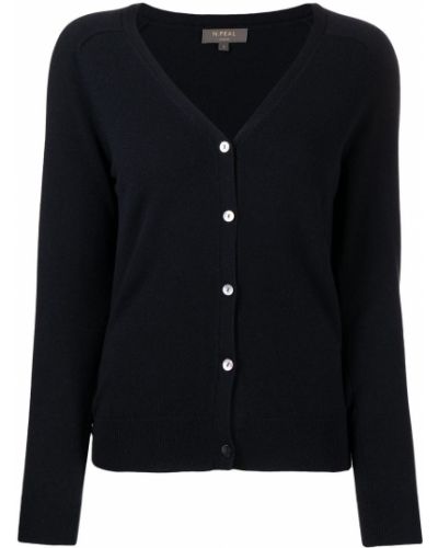 Cashmere strikkegenser med knapper med button down-krage N.peal blå