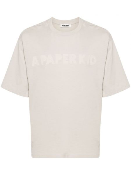 Raštuotas medvilninis marškinėliai A Paper Kid pilka