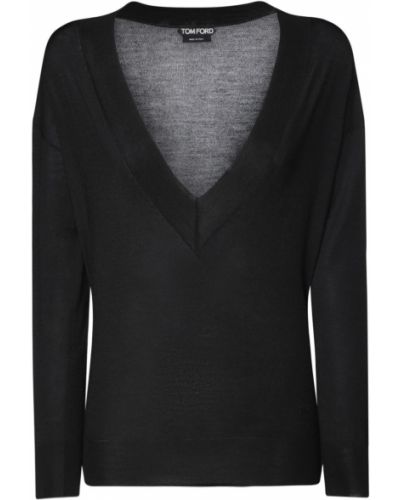 Kašmírový hodvábny sveter Tom Ford čierna