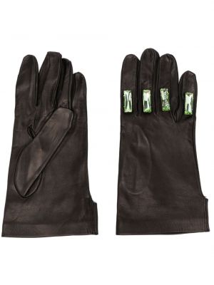 Křišťálové kožené rukavice Canaku černé