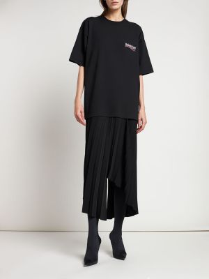 Nylonowa koszulka plisowana Balenciaga czarna