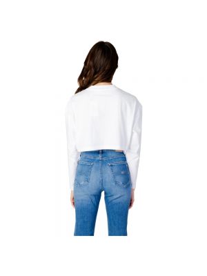 Camiseta de manga larga con lentejuelas Calvin Klein Jeans blanco