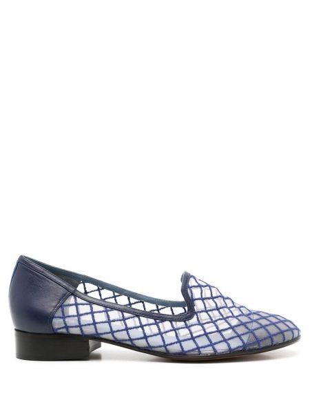 Loaferke s karirastim vzorcem z mrežo Blue Bird Shoes modra