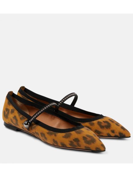 Leopard tryckt mocka ballerinas Aquazzura orange