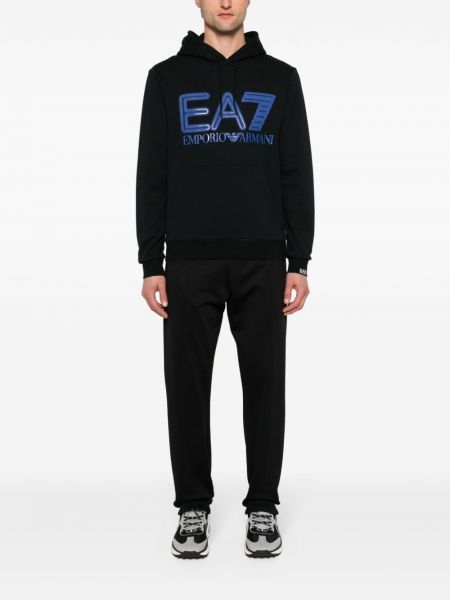 Medvilninis džemperis su gobtuvu Ea7 Emporio Armani juoda