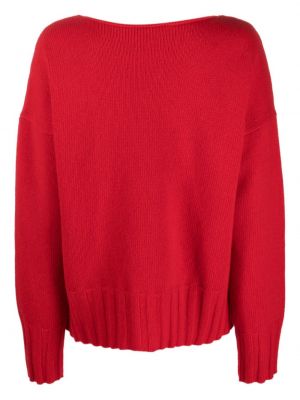 Vlněný svetr s výstřihem do v Made In Tomboy červený