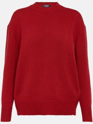 Sweter wełniany z kaszmiru S Max Mara czerwony