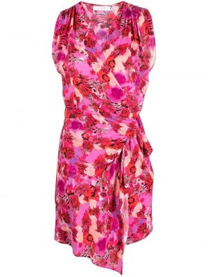 Sukienka mini bez rękawów w kwiatki z nadrukiem Iro różowa