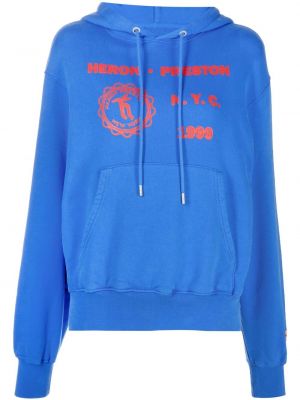 Raštuotas džemperis su gobtuvu Heron Preston mėlyna