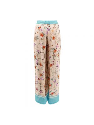 Pantalones de viscosa de flores con estampado Semicouture beige