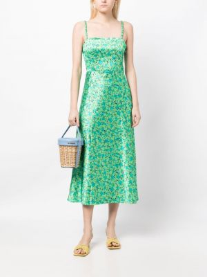 Květinové midi šaty s potiskem Rotate zelené