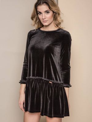 Кадифена рокля Premium черно