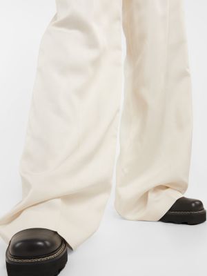 Pantaloni de mătase Gabriela Hearst alb