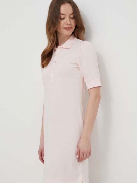 Sukienka midi w jednolitym kolorze Lauren Ralph Lauren różowa