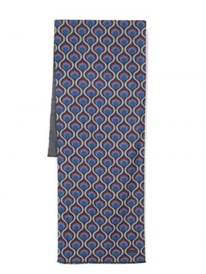 Fular de mătase cu imagine cu imprimeu geometric Kiton albastru
