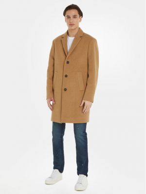 Вовняне пальто Tommy Hilfiger коричневе