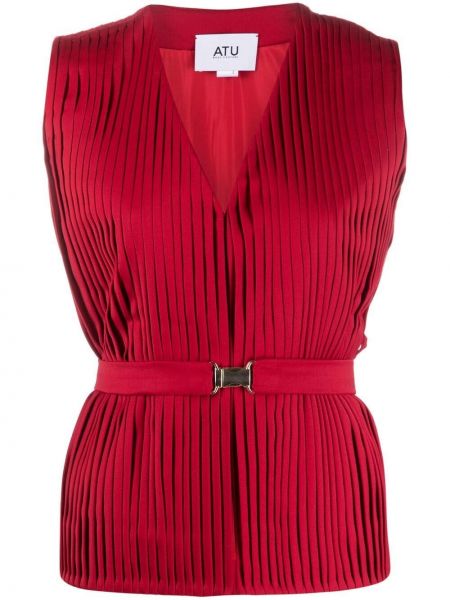 Top con escote v plisado Atu Body Couture rojo