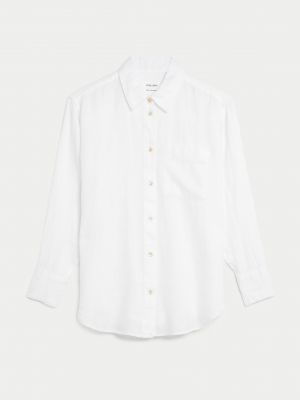 Льняная рубашка оверсайз Marks & Spencer белая