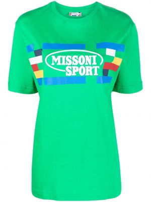 Kokvilnas t-krekls ar apdruku Missoni zaļš