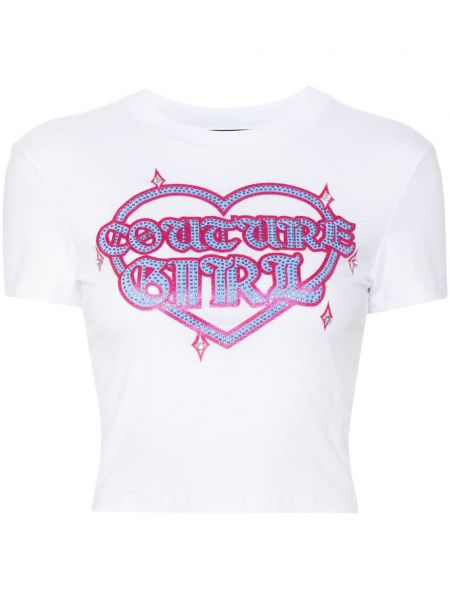 Majica s potiskom Versace Jeans Couture bela