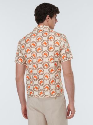 Koszula bawełniana z nadrukiem Gucci pomarańczowa