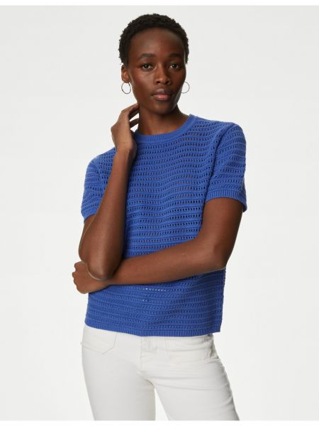 Pletený pletený svetr Marks & Spencer modrý
