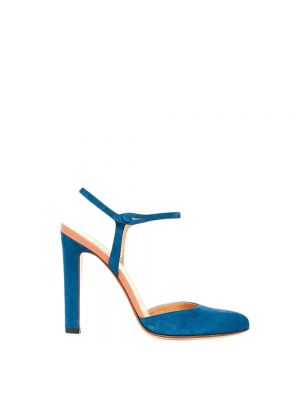 Sandały zamszowe szpilki Francesco Russo niebieskie