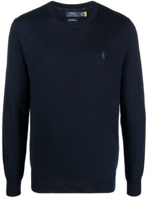 Ull brodert lang genser Polo Ralph Lauren blå