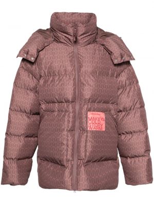 Jednobarevný kabát s kapucí s potiskem Monochrome hnědý