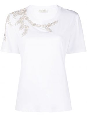 Majica s cvetličnim vzorcem Sandro bela