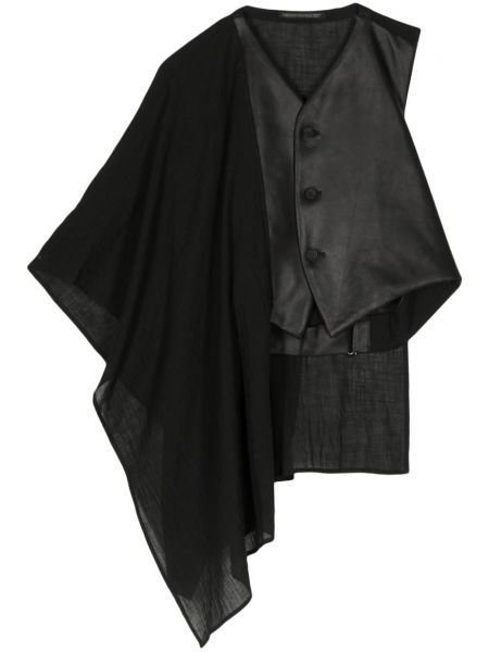 Gilet en cuir asymétrique Yohji Yamamoto noir