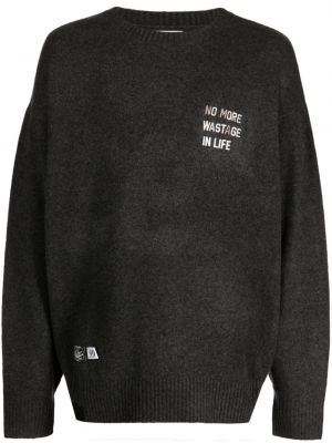 Пуловер с принт с кръгло деколте Izzue сиво