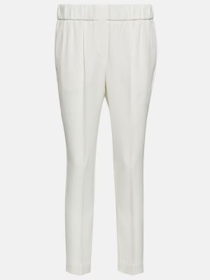 Pantalones rectos de crepé Brunello Cucinelli blanco