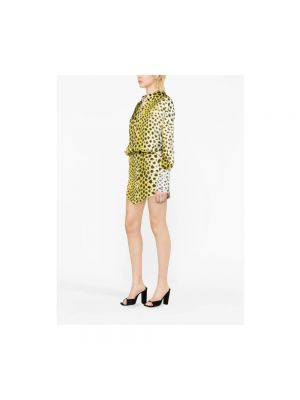 Vestido camisero con estampado leopardo The Attico amarillo