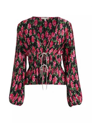 Плиссированная блузка в цветочек с принтом Wayf красная