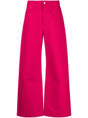 Bavlněné rovné kalhoty relaxed fit Wandler růžové