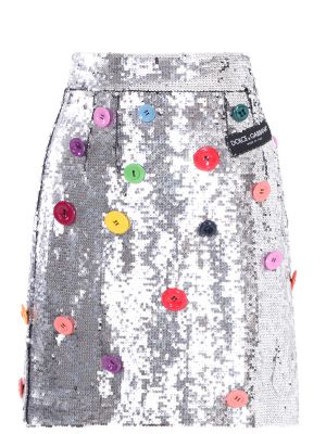 Юбка мини с пайетками Dolce &amp; Gabbana серебряная