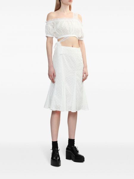 Květinové bavlněné midi sukně Yuhan Wang bílé