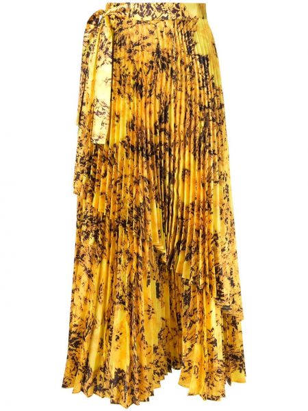 Falda larga de flores plisada Richard Quinn amarillo