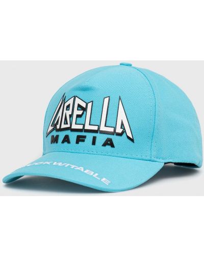 Памучна шапка с принт Labellamafia синьо