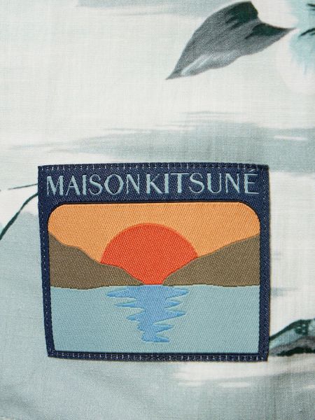 Βαμβακερό πουκάμισο με κοντό μανίκι Maison Kitsuné