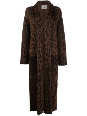 Laneus leopard-print cardi-coat - Marrone