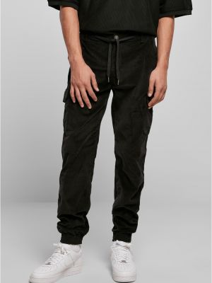 Kargo hlače iz rebrastega žameta Urban Classics Plus Size črna