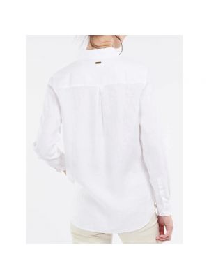 Camisa de lino Barbour blanco