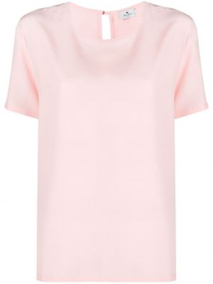 Hedvábné tričko Etro růžové