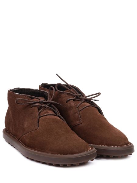 Замшевые ботинки с мехом Tods коричневые