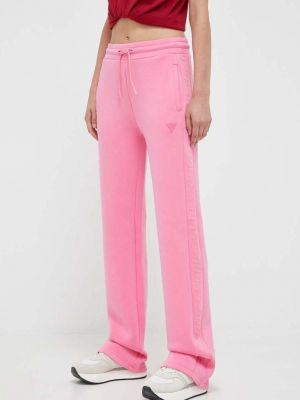 Spodnie sportowe z nadrukiem Guess różowe
