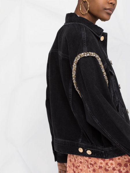 Křišťálová džínová bunda Sandro černá