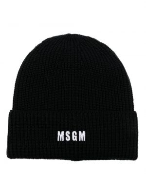 Czarna haftowana czapka Msgm