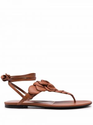 Sandales en cuir avec applique Valentino Garavani marron